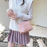 Embroidered Rhombic Chain Shoulder Bag