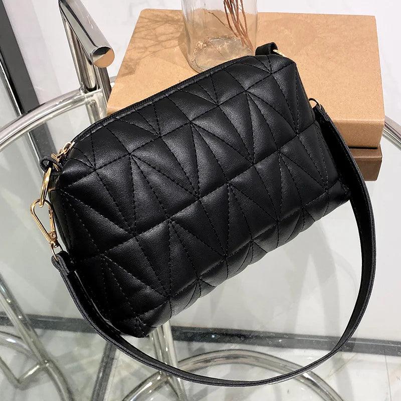 Embroidered Rhombic Chain Shoulder Bag