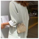 Women Beach Straw Woven Flower Embroidery Crossbody Handbag