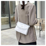 Vintage Lace Pearl Chain Crossbody Bag for Women Small Square Shoulder Purse