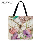 Butterfly Flower Linen Bag - Stylish and Eco-Friendly Tote for Daily Use