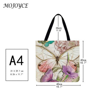 Butterfly Flower Linen Bag - Stylish and Eco-Friendly Tote for Daily Use