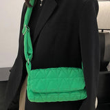 Quilted Crossbody Sling Bag Pocket Small Square Flap Cotton Padded