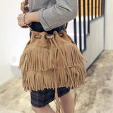 Women Shoulder Bag Solid Tassels Cross Body Bag Tassel Fringe Handbag
