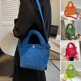 Corduroy Tote Bag For Women Solid Shoulder Bag