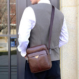 Men's PU Leather Shoulder Bag Multi-layer Crossbody Handbag