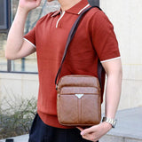 Men's PU Leather Shoulder Bag Multi-layer Crossbody Handbag