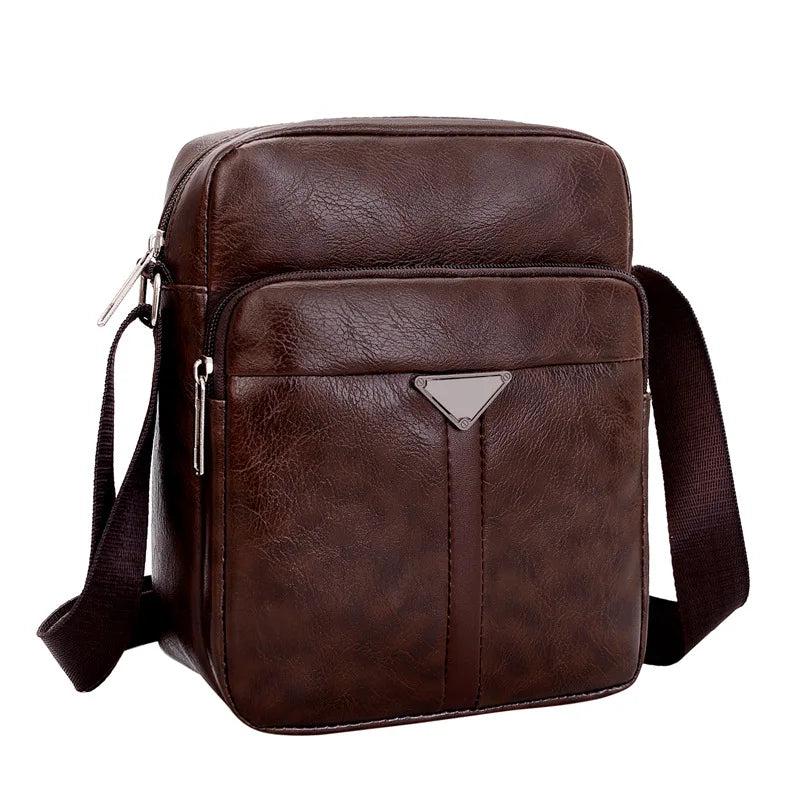 Men's PU Leather Shoulder Bag Multi-layer Crossbody Handbag