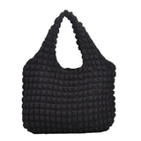 Women Shoulder Bag Plaid Soft Solid Handbag Casual Daily Totes Bag