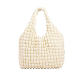 Women Shoulder Bag Plaid Soft Solid Handbag Casual Daily Totes Bag