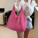 Women Shoulder Bag Plaid Soft Solid Handbag Casual Daily Totes Bag