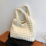 Women Shoulder Bag Plaid Soft Solid Handbag Casual Daily Totes Bag