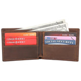 RFID Leather Men's Wallet Crazy Horse Dollar Clip