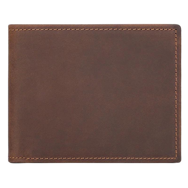 RFID Leather Men's Wallet Crazy Horse Dollar Clip