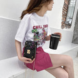Women's Cross-border Lingge Phone Purse Handbag with Lock Chain