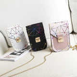 Women's Cross-border Lingge Phone Purse Handbag with Lock Chain