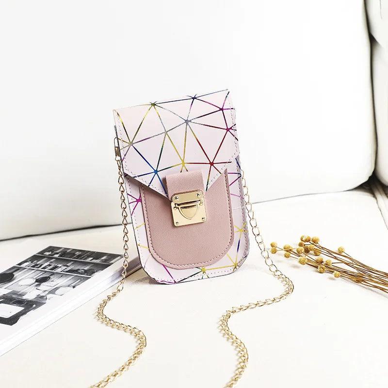 Women's Cross-border Lingge Phone Purse Handbag with Lock Chain