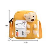Cartoon Bear Nylon Crossbody Bag for Girls Students