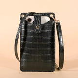 Crocodile Pattern Women PU Leather Shoulder Mini Cell Phone Crossbody Lady Handb