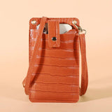 Crocodile Pattern Women PU Leather Shoulder Mini Cell Phone Crossbody Lady Handb