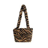 Leopard Print Plush Handbag Messenger Bag Soft Warm Fur Bag