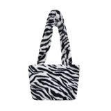 Leopard Print Plush Handbag Messenger Bag Soft Warm Fur Bag