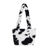 Leopard Print Plush Handbag Messenger Bag Soft Warm Fur Bag