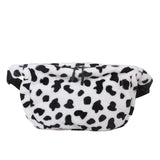 Retro Cow Printed Shoulder Bag Casual Plush Shopper Saddle Bag Female Handbag
