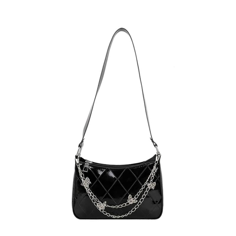Retro Women Shoulder Underarm Bag Pu Leather Butterfly Chain Zipper Crossbody Ba