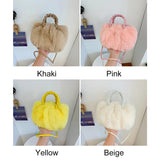 Fluffy Shoulder Bag for Women, Woven Handle Crossbody Handbag