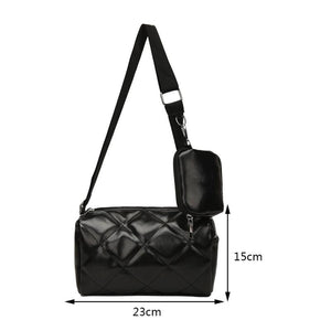Women's Shoulder Bag with Small Purse PU Crossbody Bag Diamond Lattice