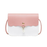 Pink Leather Crossbody Bags Women Girl Solid Shoulder Messenger Bag Ladies
