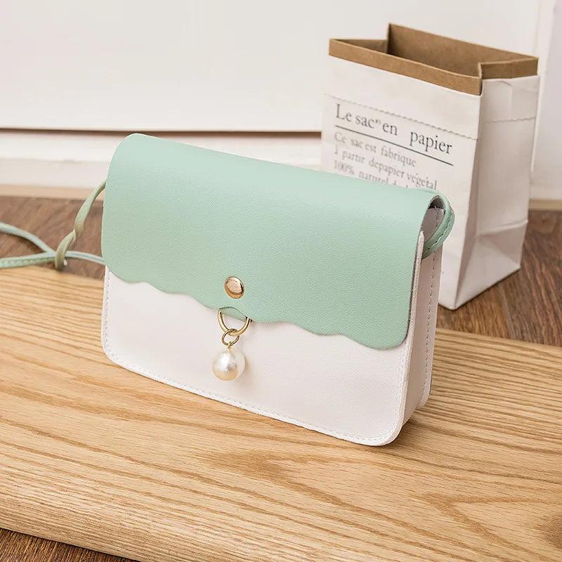 Pink Leather Crossbody Bags Women Girl Solid Shoulder Messenger Bag Ladies
