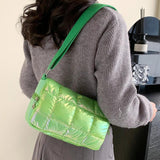Quilted Check Winter Ladies Shopper Bag Casual Shoulder Bag Nylon Messenger Bags