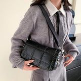 Quilted Check Winter Ladies Shopper Bag Casual Shoulder Bag Nylon Messenger Bags