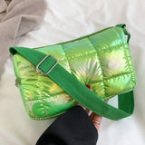 Quilted Check Winter Ladies Shopper Bag Casual Shoulder Bag Nylon Messenger Bags