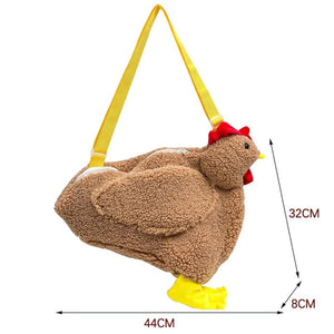 Hen Shape Faux Fur Crossbody Bag Soft Plush Messenger Purse