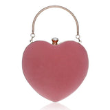 Red Heart Women Clutch Small Diamonds Golden Velvet Evening Bags