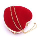 Red Heart Women Clutch Small Diamonds Golden Velvet Evening Bags