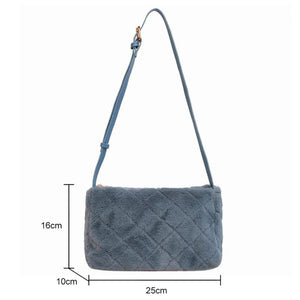 Rhombus Pattern Plush Crossbody Bag for Girls