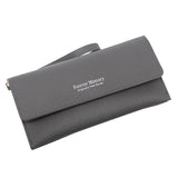Women's Long Wallet Handbag, Solid Color Card Holder with Zipper Pocket