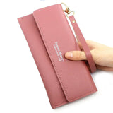Women's Long Wallet Handbag, Solid Color Card Holder with Zipper Pocket
