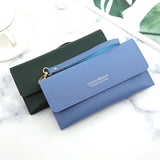 Women's Long Wallet Handbag, Solid Color Card Holder with Zipper Pocket