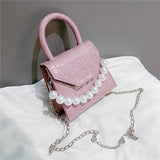 Stone Pattern Women Messenger Handbags Creative Pearl Totes