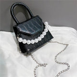 Stone Pattern Women Messenger Handbags Creative Pearl Totes