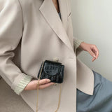 Small Square Flap Bag Crocodile Pattern Chain Shoulder Messenger