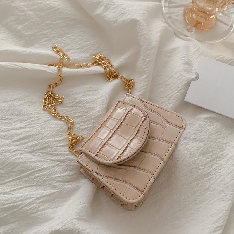 Small Square Flap Bag Crocodile Pattern Chain Shoulder Messenger