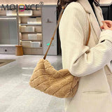 Autumn Winter Ladies Crossbody Bags Rhombus Pattern Plush Shoulder Bag Casual
