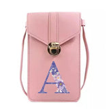 Purple Flower Print Crossbody Bag Phone Wallet