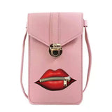 Print Mouth Mobile Phone Bag Wallet Touch Screen Handbag